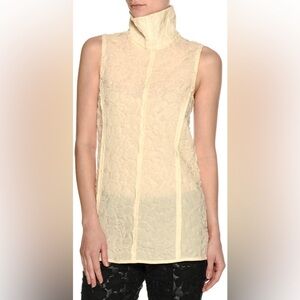 NWT Marni 3D Floral Turtleneck Sleeveless Top Pale Yellow IT 40 (US 4)